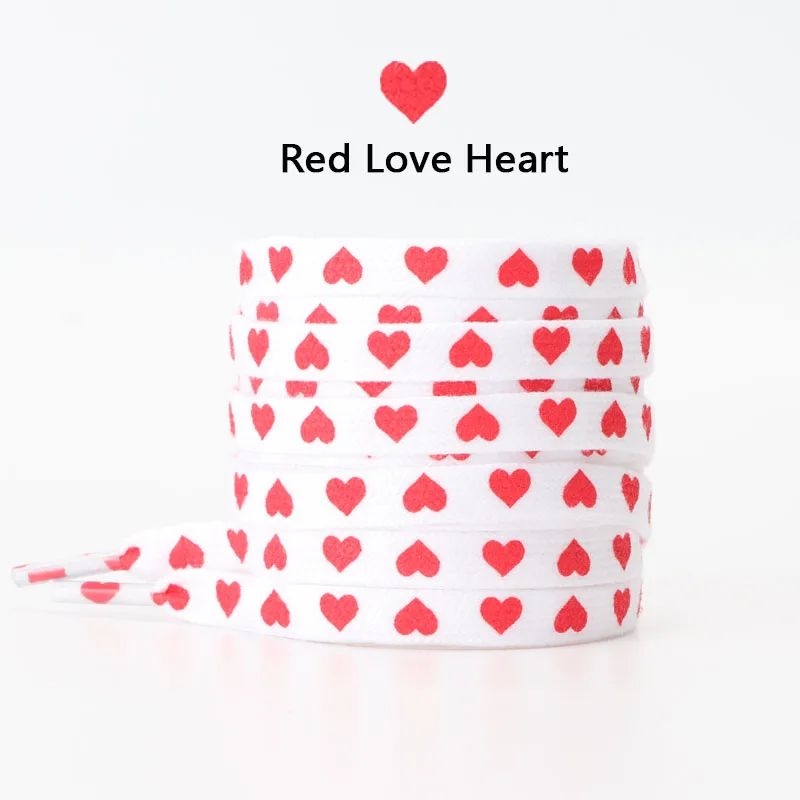 New Flat Love Heart Shoelaces for Women's Men's Sneakers Suitable for High Canvas Shoe Laces Sport Shoelace for Shoes