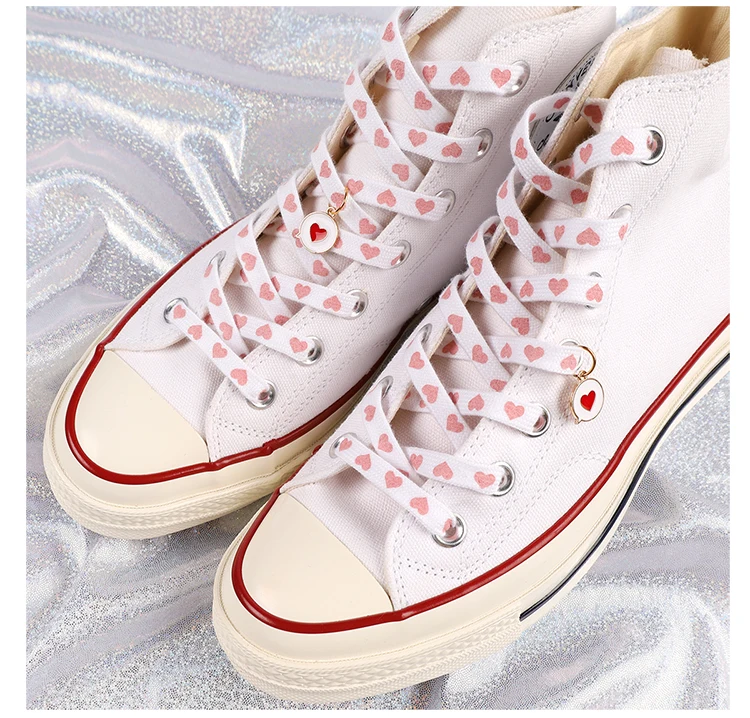 New Flat Love Heart Shoelaces for Women's Men's Sneakers Suitable for High Canvas Shoe Laces Sport Shoelace for Shoes