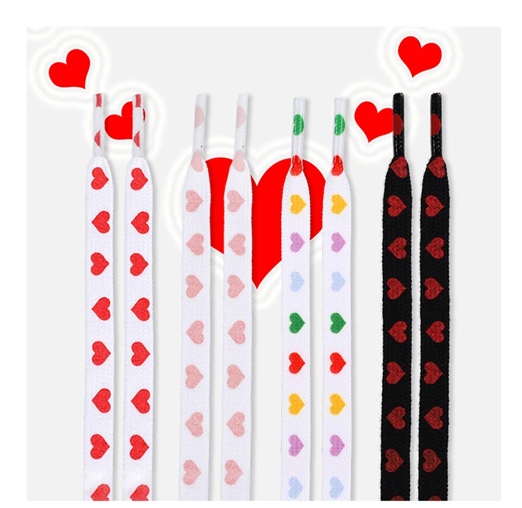New Flat Love Heart Shoelaces for Women's Men's Sneakers Suitable for High Canvas Shoe Laces Sport Shoelace for Shoes