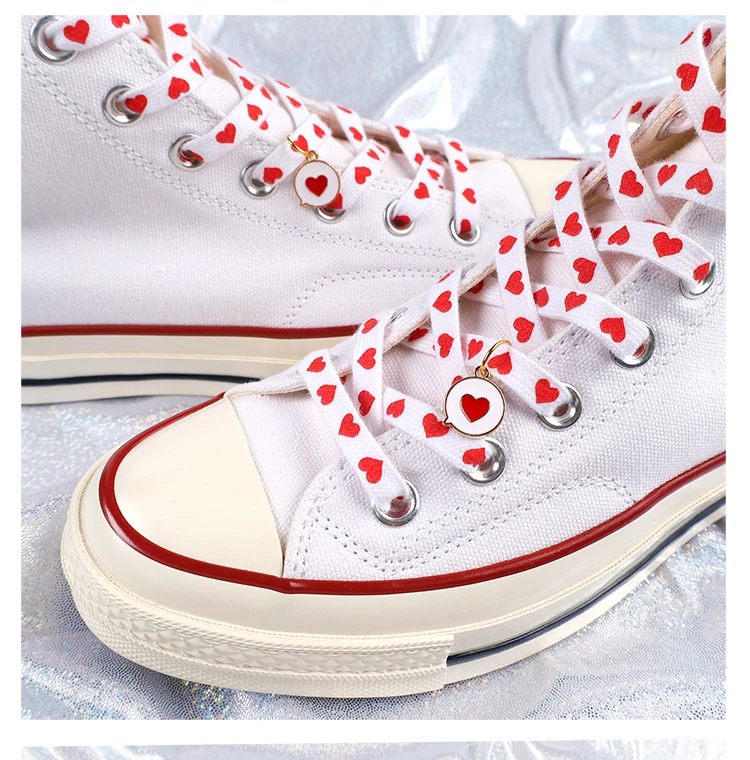 New Flat Love Heart Shoelaces for Women's Men's Sneakers Suitable for High Canvas Shoe Laces Sport Shoelace for Shoes