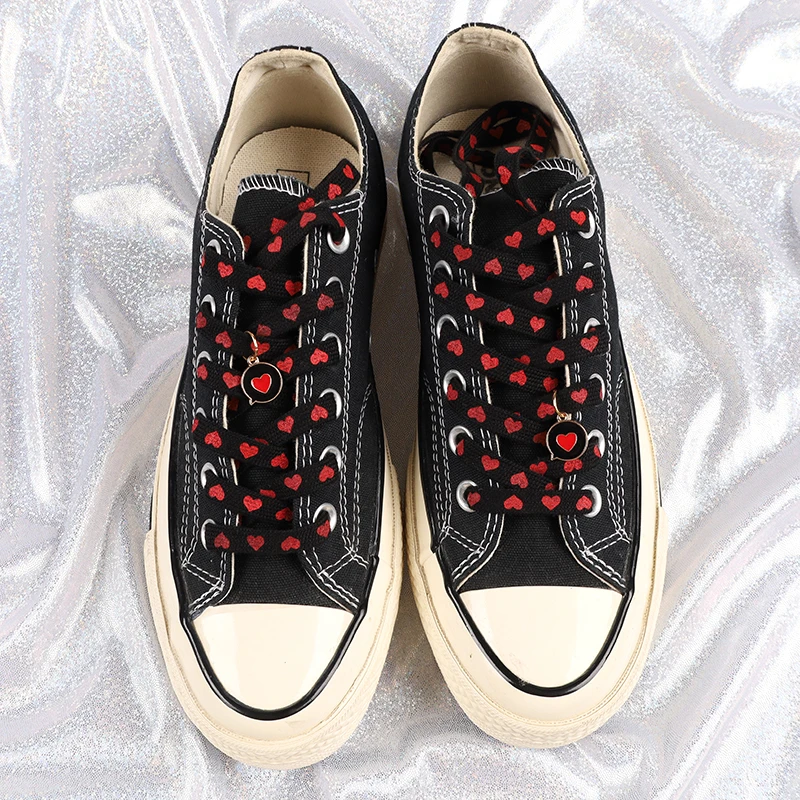 New Flat Love Heart Shoelaces for Women's Men's Sneakers Suitable for High Canvas Shoe Laces Sport Shoelace for Shoes
