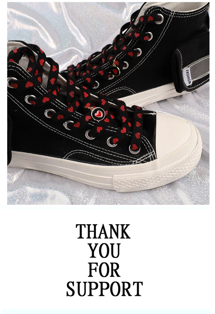 New Flat Love Heart Shoelaces for Women's Men's Sneakers Suitable for High Canvas Shoe Laces Sport Shoelace for Shoes