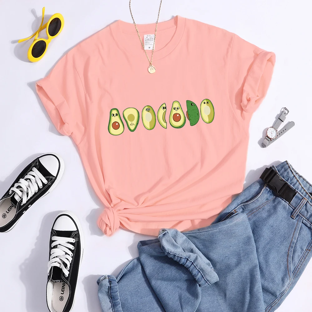 Peeled Avocado Cartoons Printed Womens Tshirts Street Breathable Crop Top Personality Cool Tee Shirt Casual Summer T-Shirt Women