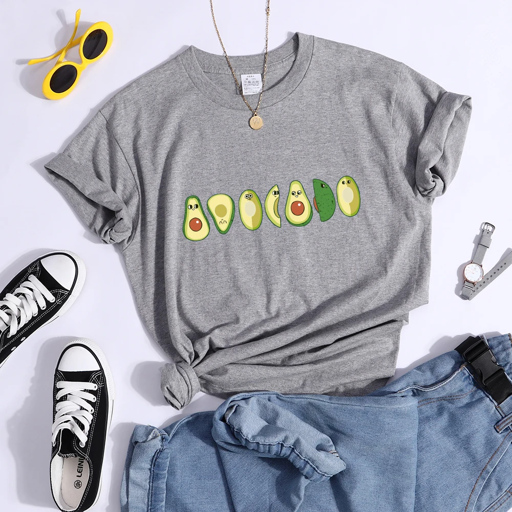 Peeled Avocado Cartoons Printed Womens Tshirts Street Breathable Crop Top Personality Cool Tee Shirt Casual Summer T-Shirt Women