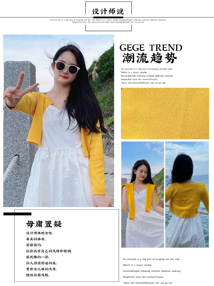 Black Cropped Knitted Sweater Korean Style Women's Coat Spring 2026 Long Sleeve Top Jersey Cardigan Female Clothing Blouses