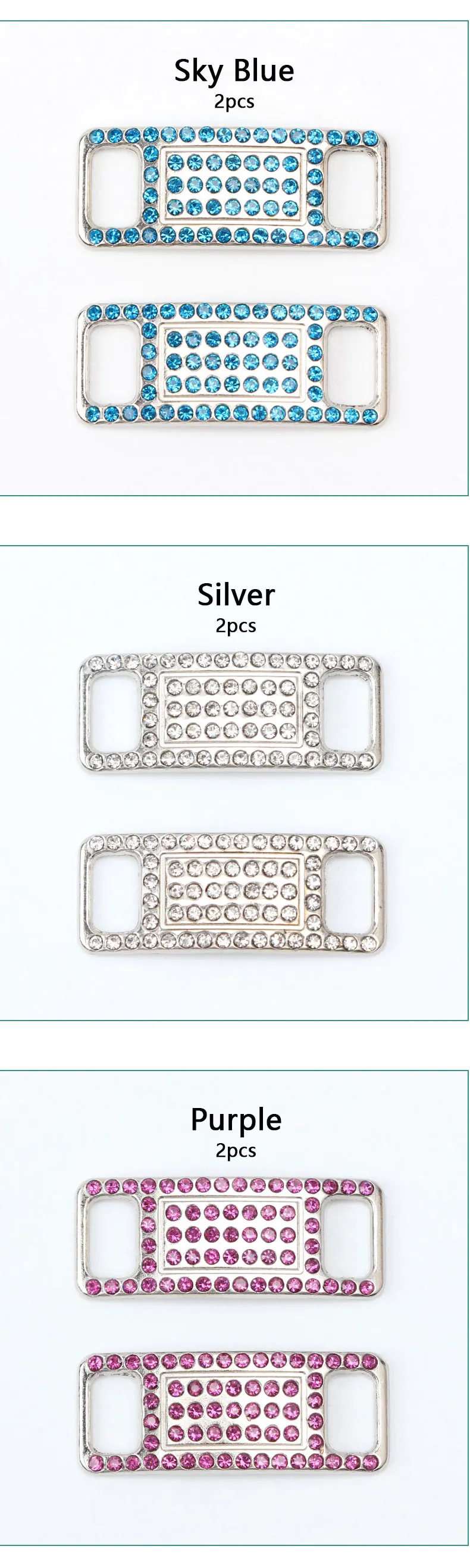 Colorful Rhinestone Buckle Laces Shoe Decoration Jeweled Sneakers Shoe Charms DIY Shoelaces Buckles Shoes Accesories 2pcs
