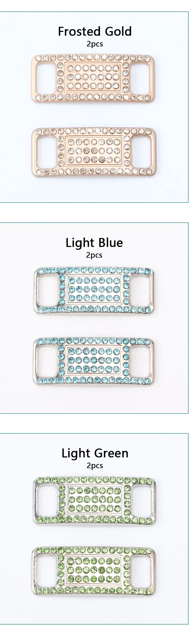 Colorful Rhinestone Buckle Laces Shoe Decoration Jeweled Sneakers Shoe Charms DIY Shoelaces Buckles Shoes Accesories 2pcs