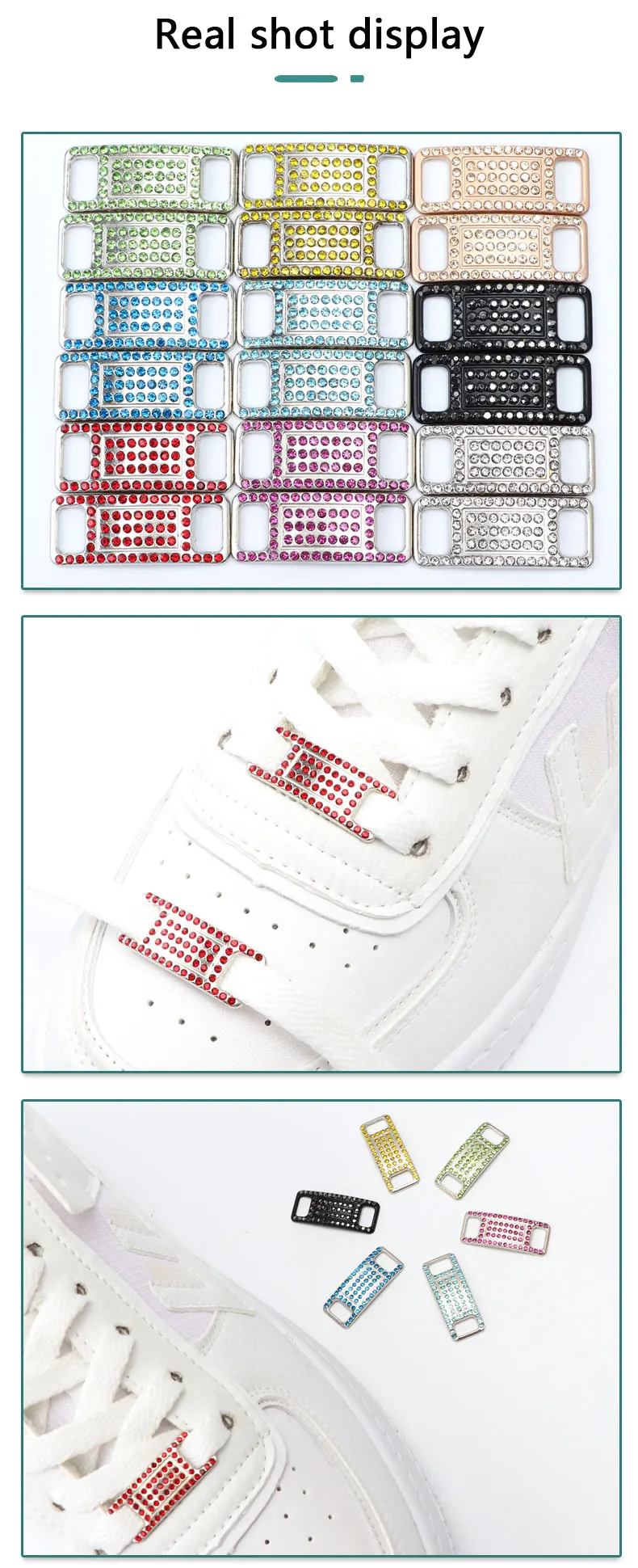 2Pcs Colorful Rhinestone Laces Shoe Decoration Jeweled Sneaker Shoe Charms Girl Gift DIY Shoelaces Buckles Shoes Accesories