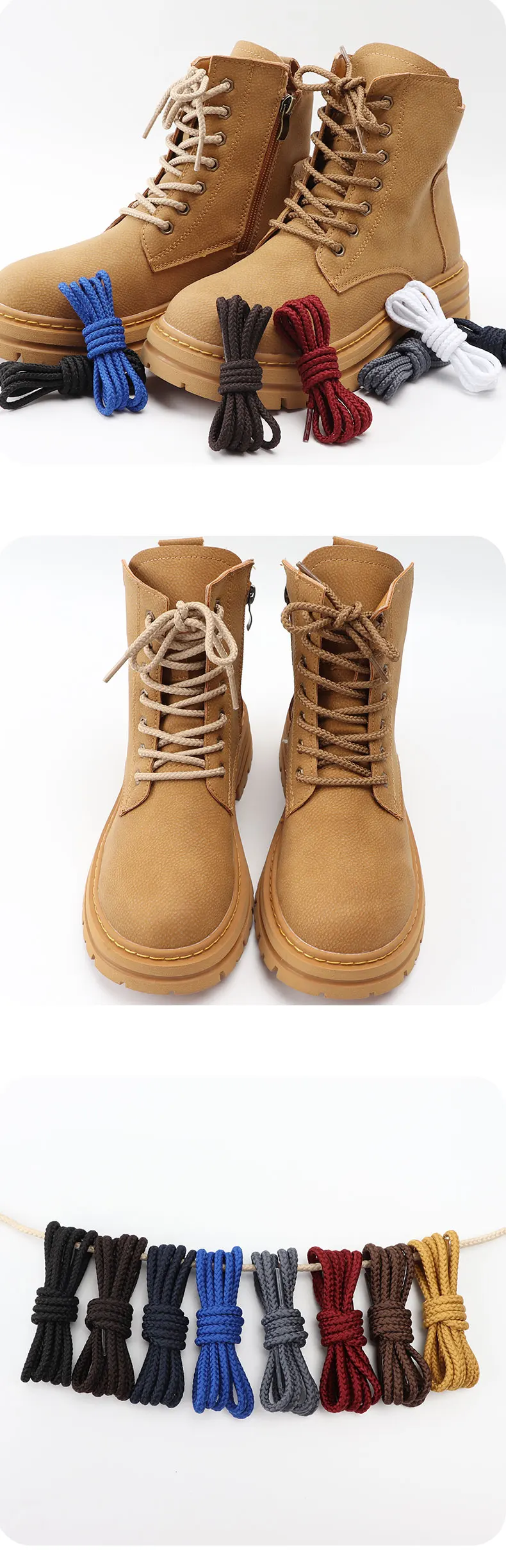 New Round Shoelaces Outdoor Hiking Boot High Top Shoe Laces Casual Sneakers Sports Leather Shoes Boots Kids Shoelace Accesories