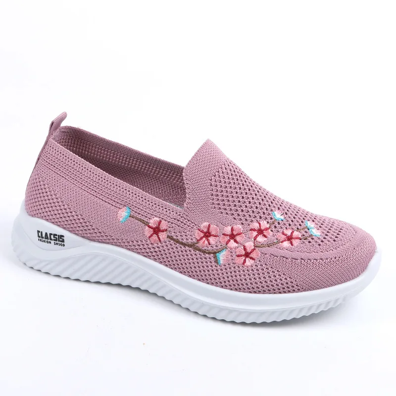 Cheap Mom Summer Mesh Knitting Sneakers Women Breathable Mary Janes Shoes Non-slip Ladies Casual Nurse Office Shoes Ballet Flats
