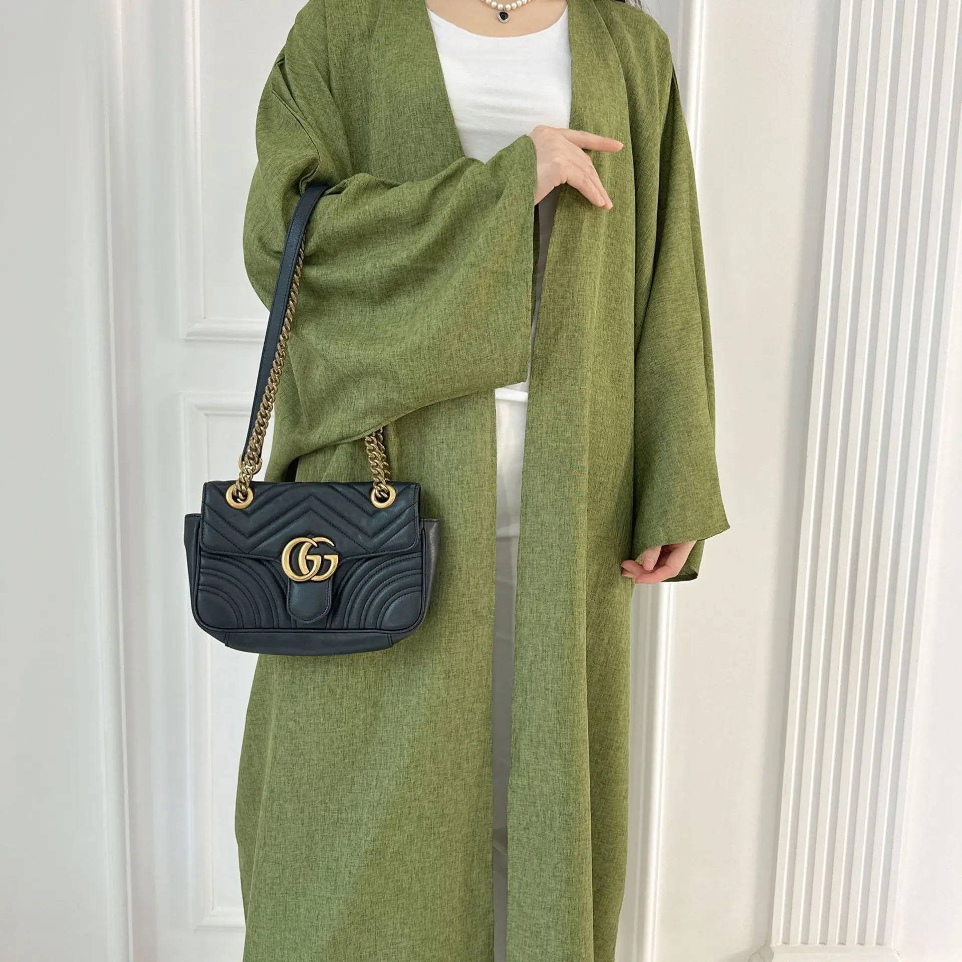 Linen-like Extra-Loose-Fit Butterfly Kaftan Abaya, Batwing Sleeves Muslim Women Open Abaya, Ramadan Eid Hijabi Islamic Clothing