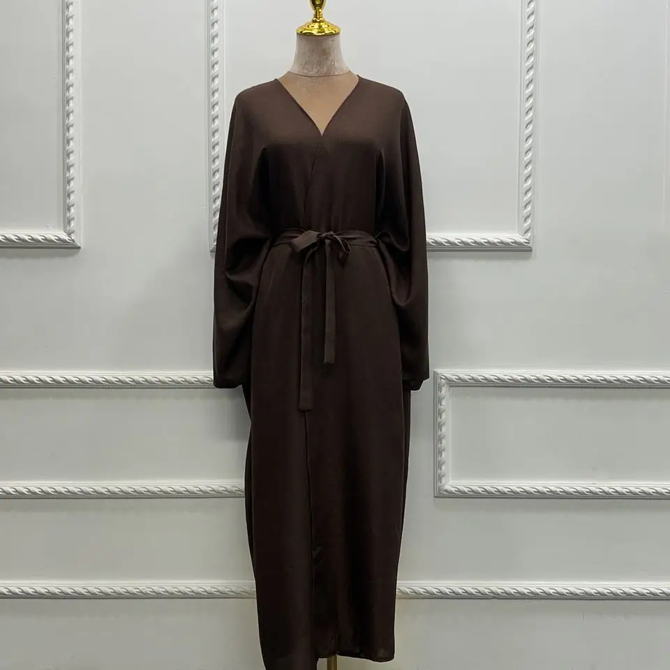 Linen-like Extra-Loose-Fit Butterfly Kaftan Abaya, Batwing Sleeves Muslim Women Open Abaya, Ramadan Eid Hijabi Islamic Clothing