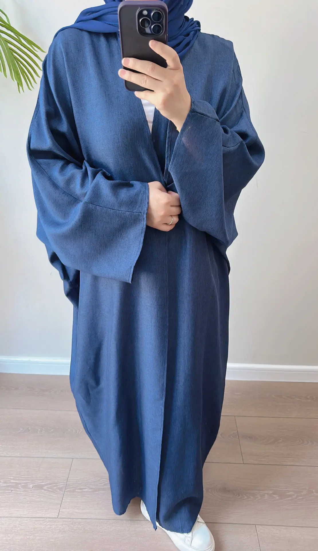 Linen-like Extra-Loose-Fit Butterfly Kaftan Abaya, Batwing Sleeves Muslim Women Open Abaya, Ramadan Eid Hijabi Islamic Clothing