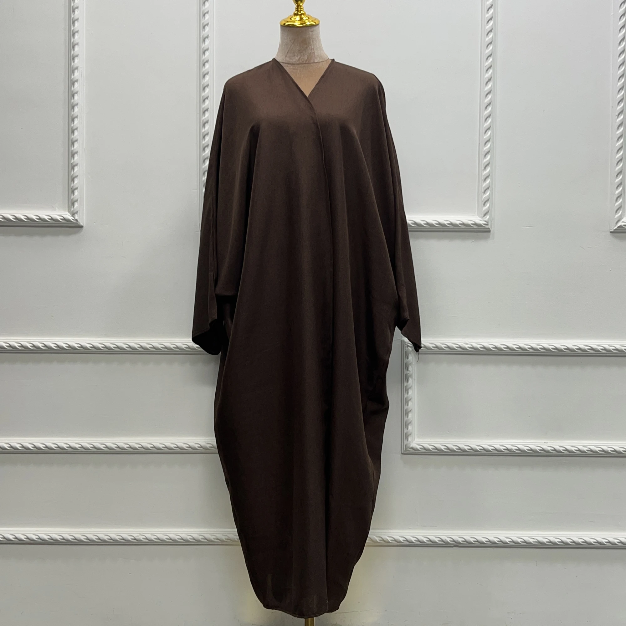 Linen-like Extra-Loose-Fit Butterfly Kaftan Abaya, Batwing Sleeves Muslim Women Open Abaya, Ramadan Eid Hijabi Islamic Clothing