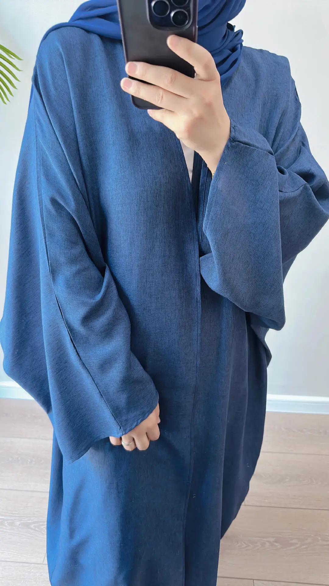 Linen-like Extra-Loose-Fit Butterfly Kaftan Abaya, Batwing Sleeves Muslim Women Open Abaya, Ramadan Eid Hijabi Islamic Clothing