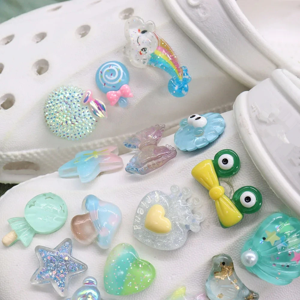 1-16Pcs Frog Animals Stars Heart Children Resin Sandals Shoes Accessories Fit Buckle Clog Party Present