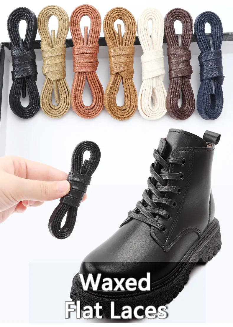 Waxed Flat Shoelaces Leather Waterproof Casual Shoe Laces Unisex Boots Shoelace Length 60/80/100/120/140/160/180CM Accessories