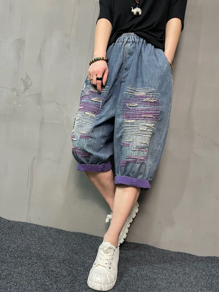 Amax LuluE 2025 Streetwear Womens Summer Fashion Loose Ripped Jeans Ladies Casual Vintage Luxury Denim Pants Punk Harem Trousers