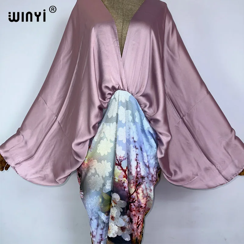 WINYI new Monochrome mosaic Swimsuit Cover Up Women Beach Dress V-neck Dresses Summer Woman Clothes elegant Robe fashion kaftan