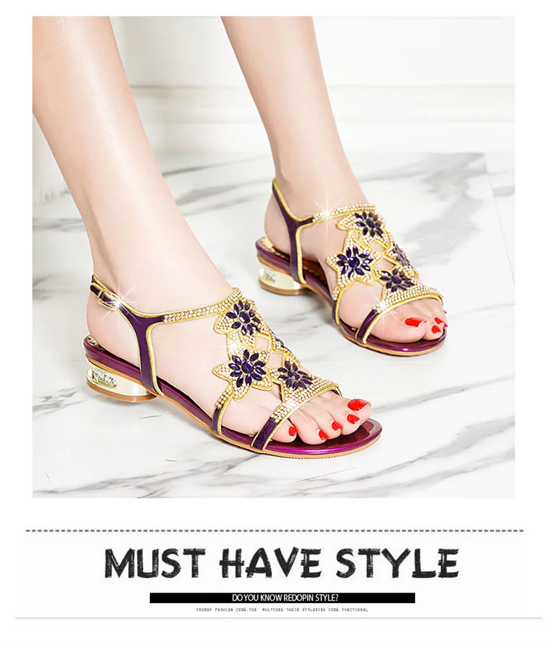 2023 New Fashion Sandals Ladies High And Low Heel Sandals Leather Women'S Sandals With Diamonds Outdoor Ladies Beach Shoes
