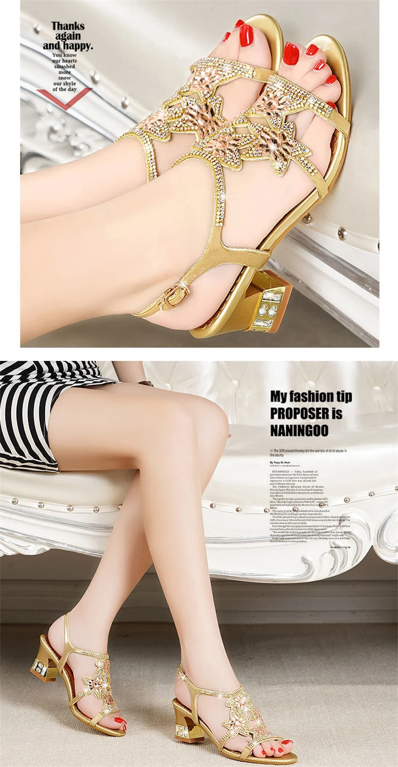 2023 New Fashion Sandals Ladies High And Low Heel Sandals Leather Women'S Sandals With Diamonds Outdoor Ladies Beach Shoes