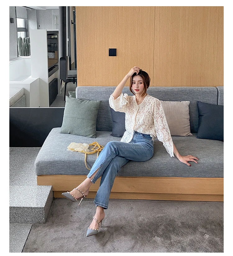 Heeled Sandals Summer 2026 Women's Shoes Luxury Rivet Slippers Patent Leather Pointed Toe Comfortable Elegant Casual Ladies Shoe