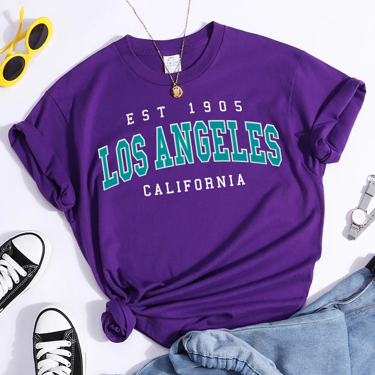 Esr 1905 Los Angeles California Print Woman T-Shirts Vintage Simple Style Clothes Niche Niche T-Shirt Hip Hop Casual Tee Shirt
