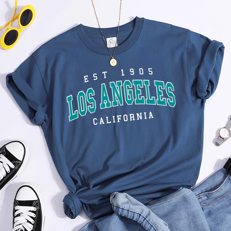 Esr 1905 Los Angeles California Print Woman T-Shirts Vintage Simple Style Clothes Niche Niche T-Shirt Hip Hop Casual Tee Shirt