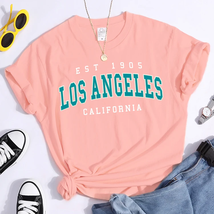 Esr 1905 Los Angeles California Print Woman T-Shirts Vintage Simple Style Clothes Niche Niche T-Shirt Hip Hop Casual Tee Shirt