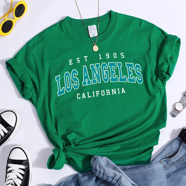 Esr 1905 Los Angeles California Print Woman T-Shirts Vintage Simple Style Clothes Niche Niche T-Shirt Hip Hop Casual Tee Shirt