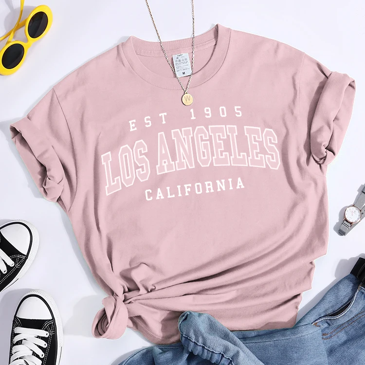 Esr 1905 Los Angeles California Print Woman T-Shirts Vintage Simple Style Clothes Niche Niche T-Shirt Hip Hop Casual Tee Shirt