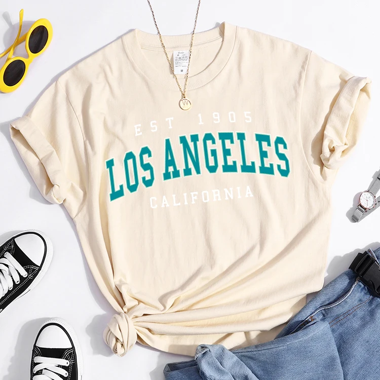 Esr 1905 Los Angeles California Print Woman T-Shirts Vintage Simple Style Clothes Niche Niche T-Shirt Hip Hop Casual Tee Shirt