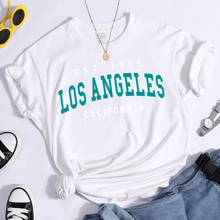 Esr 1905 Los Angeles California Print Woman T-Shirts Vintage Simple Style Clothes Niche Niche T-Shirt Hip Hop Casual Tee Shirt