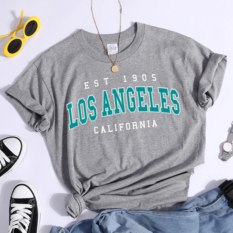 Esr 1905 Los Angeles California Print Woman T-Shirts Vintage Simple Style Clothes Niche Niche T-Shirt Hip Hop Casual Tee Shirt