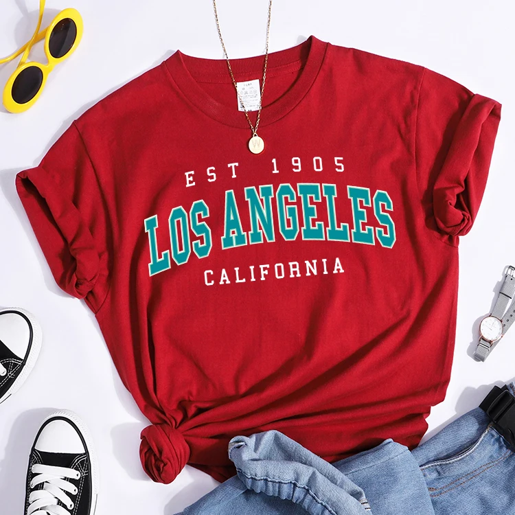Esr 1905 Los Angeles California Print Woman T-Shirts Vintage Simple Style Clothes Niche Niche T-Shirt Hip Hop Casual Tee Shirt