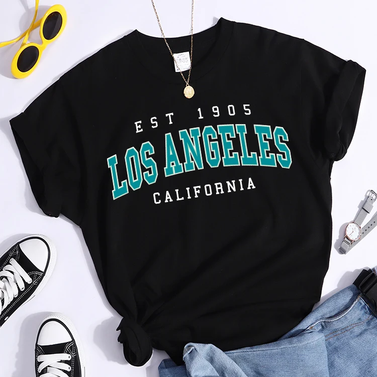 Esr 1905 Los Angeles California Print Woman T-Shirts Vintage Simple Style Clothes Niche Niche T-Shirt Hip Hop Casual Tee Shirt