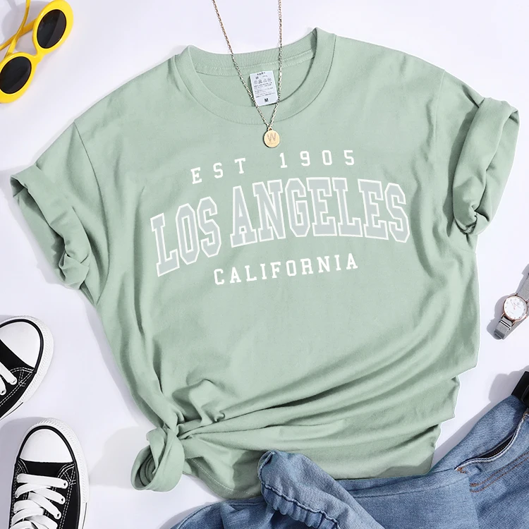 Esr 1905 Los Angeles California Print Woman T-Shirts Vintage Simple Style Clothes Niche Niche T-Shirt Hip Hop Casual Tee Shirt