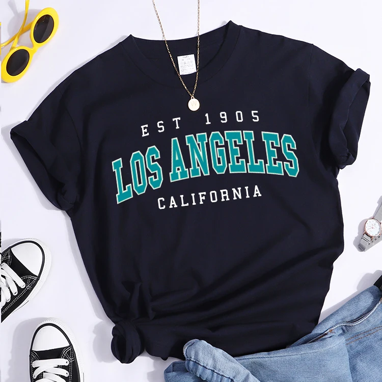 Esr 1905 Los Angeles California Print Woman T-Shirts Vintage Simple Style Clothes Niche Niche T-Shirt Hip Hop Casual Tee Shirt