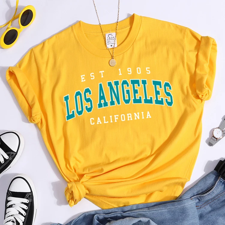 Esr 1905 Los Angeles California Print Woman T-Shirts Vintage Simple Style Clothes Niche Niche T-Shirt Hip Hop Casual Tee Shirt