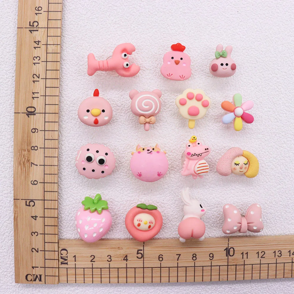 Single Sale 1-15pcs Shoe Charms Pink Cute Rabbit Chicken Accessories Resin Shoes Decoration DIY Fit Wristbands Kids X-mas Gift