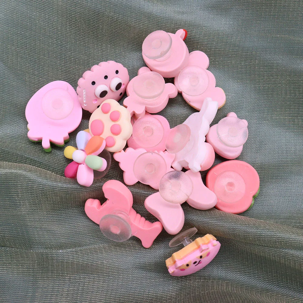 Single Sale 1-15pcs Shoe Charms Pink Cute Rabbit Chicken Accessories Resin Shoes Decoration DIY Fit Wristbands Kids X-mas Gift