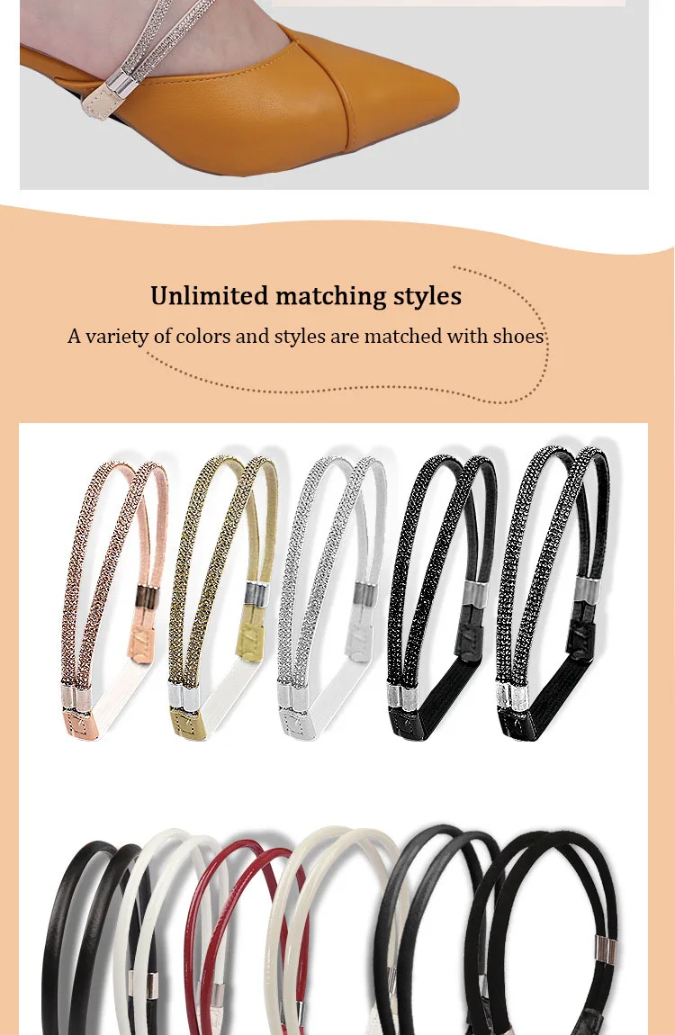 High Heels Shoes Band Anti-loose for Women Diamond Shoelaces Anti-drop Heel Straps Belt Drill Elastic Fixing Rhinestone Belts