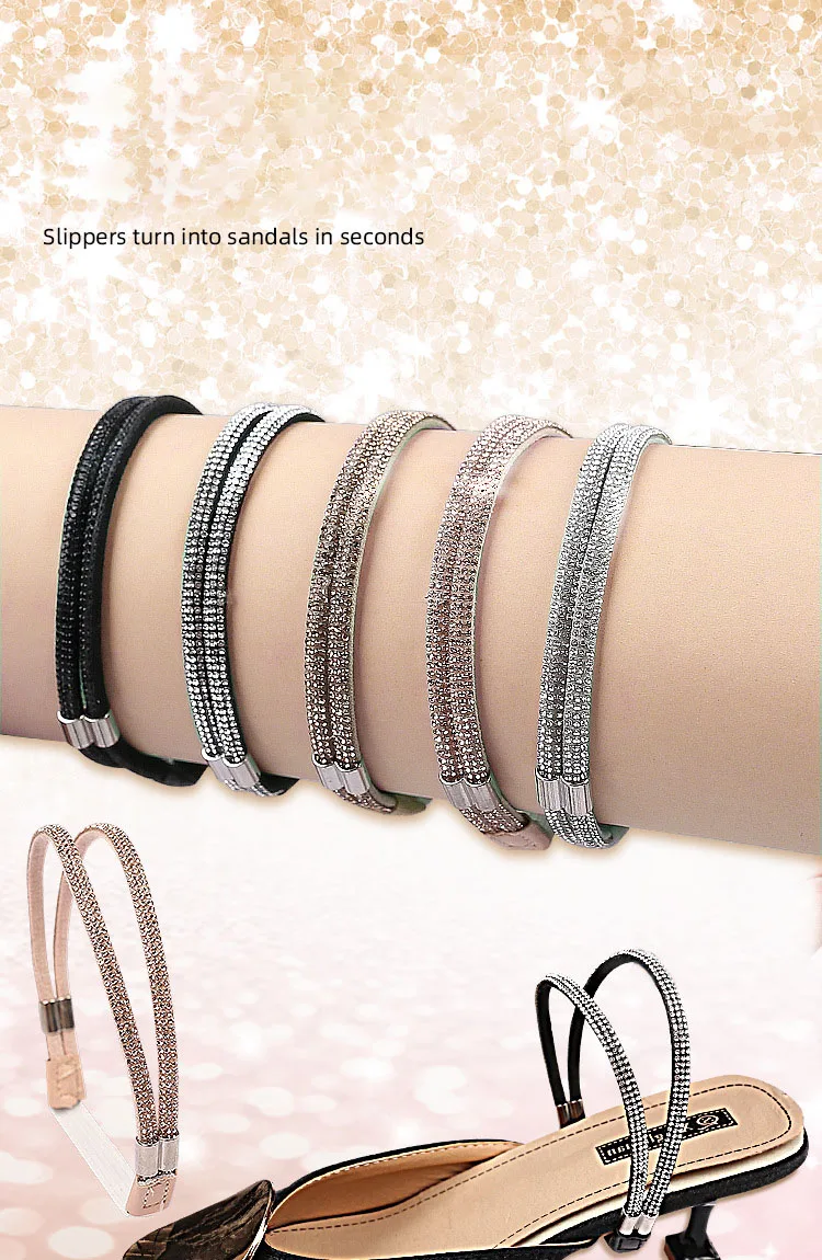 High Heels Shoes Band Anti-loose for Women Diamond Shoelaces Anti-drop Heel Straps Belt Drill Elastic Fixing Rhinestone Belts
