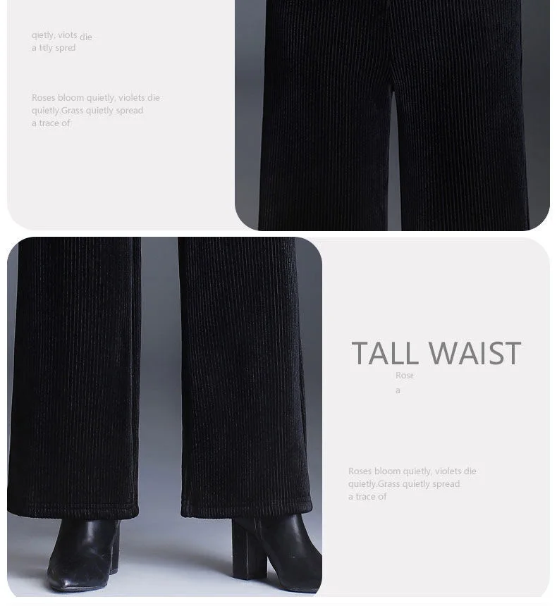 Winter Velvet Wide Leg Pants Women New Baggy Thicken Lace Up Straight Sweatpants Plush Liend Warm Pantalones High Wasit Spodnie