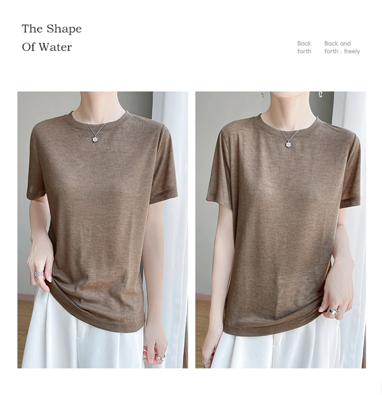 2026 Summer New Round Neck T-shirt Joker Thin Solid Color Short Sleeve Half Sleeve Loose Bottom Top