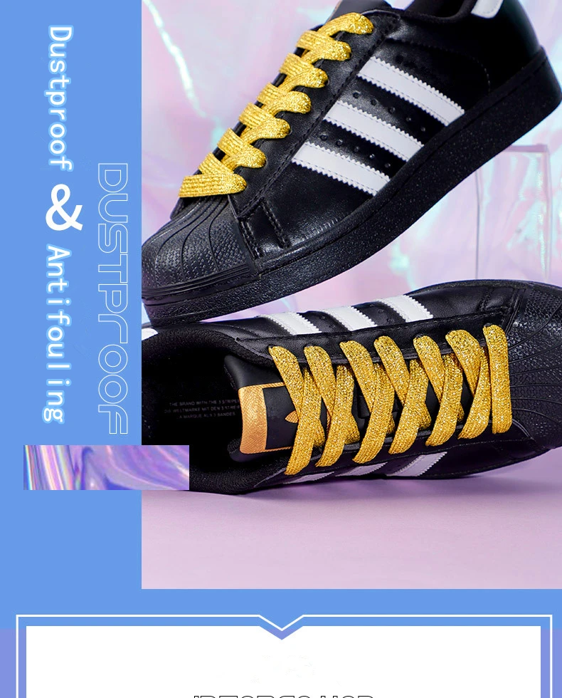 Colorful Silver Shoelaces Glitter White Shoelaces of Sneakers Metallic Shiny Gold Shoelace Flat Shoe Laces Sports Running Laces