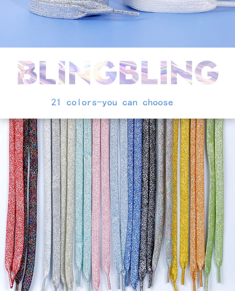 Colorful Silver Shoelaces Glitter White Shoelaces of Sneakers Metallic Shiny Gold Shoelace Flat Shoe Laces Sports Running Laces