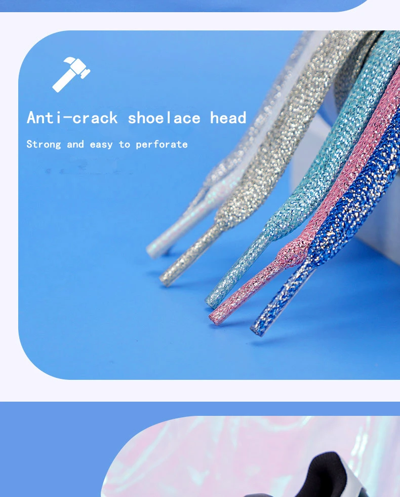 Colorful Silver Shoelaces Glitter White Shoelaces of Sneakers Metallic Shiny Gold Shoelace Flat Shoe Laces Sports Running Laces