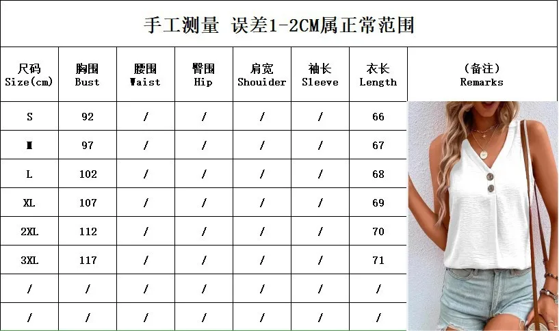 2023 New Women Summer Button V-Neck Sleeveless Blouses Casual Solid Color Tank Tops Ladies Loose Oversized Vest Streetwear Shirt
