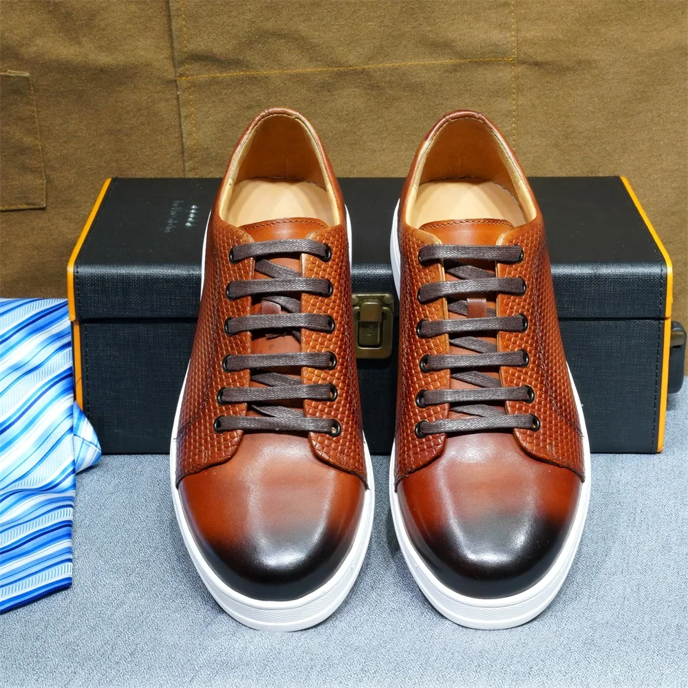 Size 38 To 50 Classic Men's Casual Shoes Genuine Leather Lace-up Sneakers Flat Derby Shoes Driving Shopping Work Shoes for Men